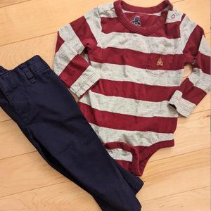 Baby GAP outfit long sleeve top and pants striped and cargo